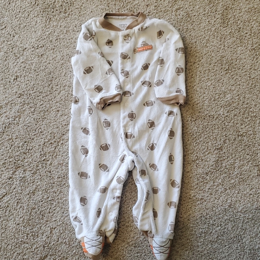 Carter's 6 month football footie pajamas